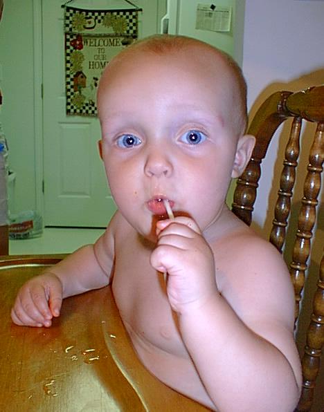 Just eating a sucker at Memaw's.