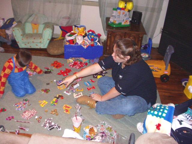 I was helping Timothy sort out his candy.