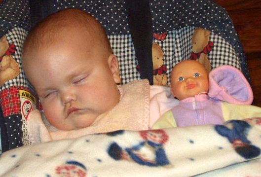 Mary was really tired after her big day :) Actually, she slept some during the party.