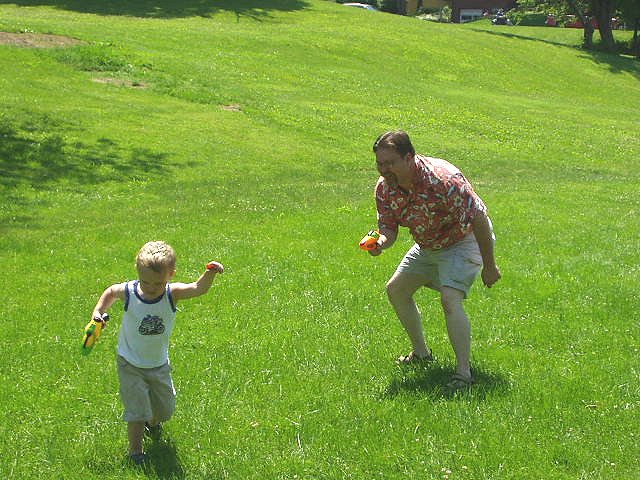Elijah was squirting Rick.. now he's trying to run from him :)