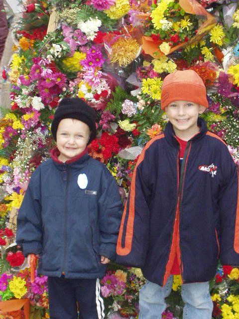 Timothy and Elijah after the Parade of Flowers at Riley Days!