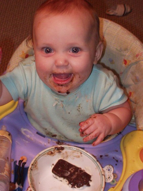 Daddy gave me an ice cream sandwich!!! I am sooooo happy!