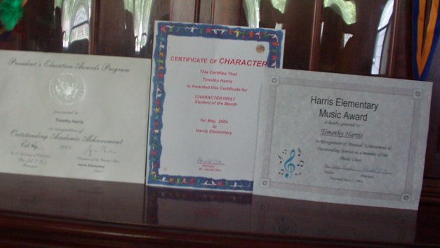These are just a few of the awards that Timothy has so far :) hehe