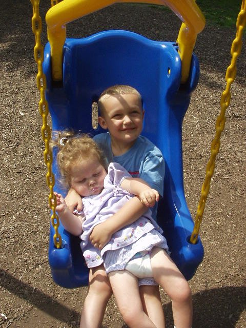 NO, Mary didn't fall out of the swing :) hehe