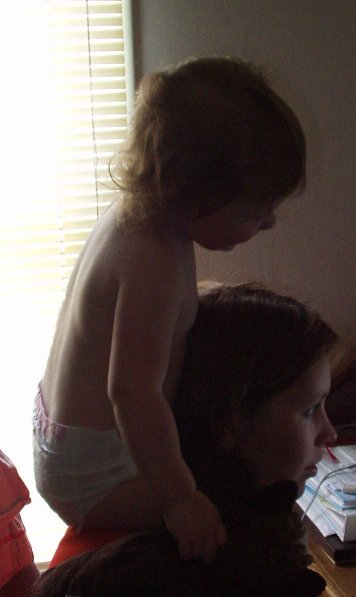 This is one way to keep Abigail from pounding on the keys!!!
