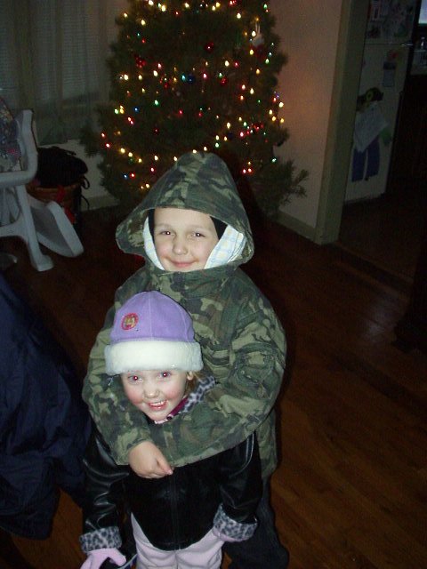 Elijah and Abigail can't wait to go play in the snow!! (the first big dump of the white stuff)