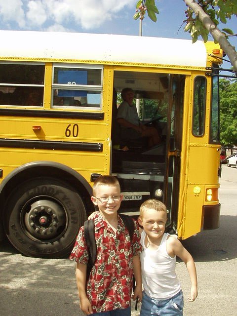 Timothy off the bus! Almost 1st day of school :) hehe