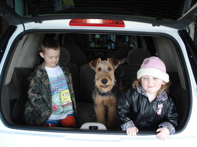 I'm not sure what Abby and Elijah were looking at, but I sure had Scruffy's attention :)