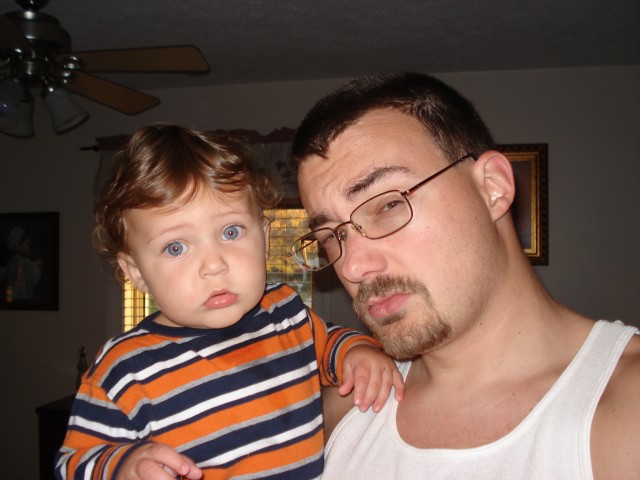 "Dad's showing me how to look tuff!"