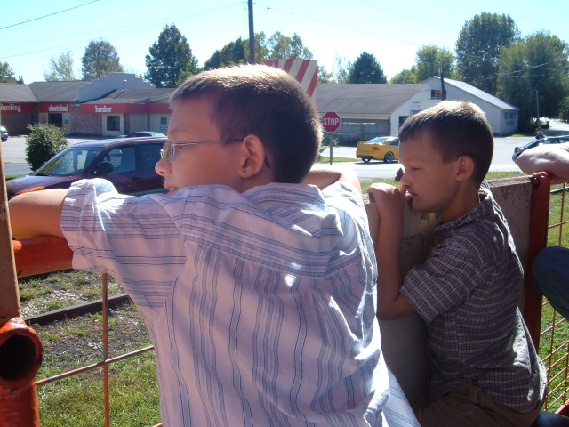"Why can't we just take a car to get pumkins?", the boys pondered.