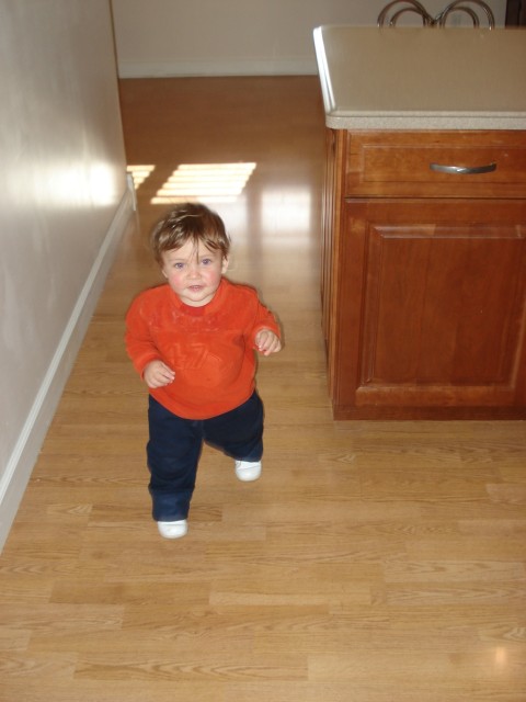 Isaiah does a great job walking with his new walking shoes!