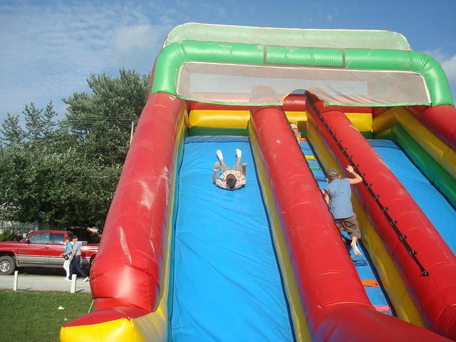 Elijah seems to have had more fun going down backwards!