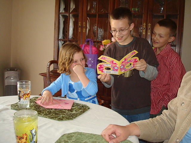 This will likely be the last year that Timmy has to read Abby's cards for her.