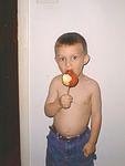 Timothy really likes to eat carmel apples.