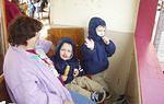 Elijah was about half way done with his ice cream...and very sticky!!