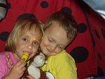 Elijah snuggles with Becca :)