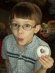 Timothy made an 'O' :) hehe