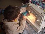 Timothy stuffed the pillows and then helped sew them! Great Grandma and Mamaw would be proud!