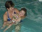 Mrs. Julie and I went swimming!! My teacher rocks!! (The water looks deep!)