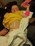 Abigail put her neigh neigh on her head and fell asleep. She had surgery Friday. She is doing really well :)