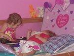 Abigail is reading a book to Mary :) Mary is totally in love :):)