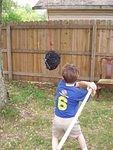 Timothy is going to give the piñata one (1) good smack! :)hehe