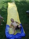 Poor guy hit his head a couple times because he wouldn't slide on his belly.