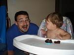 "Dad, you've got a little something RIGHT THERE"
