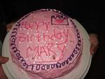 Happy Birthday Mary!  We all love you!  (Note, don't let Dad pick out the decorative icing.. because apparently they sell food coloring in gel tubes.. who'da knew??)