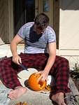 Mary's pumpkin needed a steak knife!