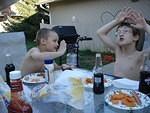 Timmy is trying to describe how crazy his mother is with hand gestures.