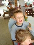Elijah was excited about getting pizza at the fair!