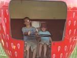 Timmy is getting too old for the kiddie rides, but his tummy was hurting :(
